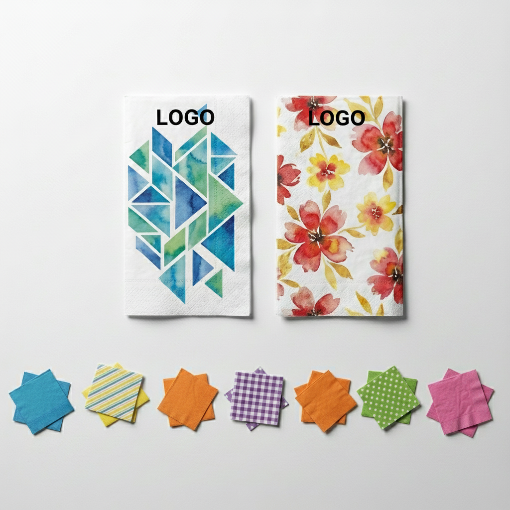 Vibrant Geometric Floral Print Paper Napkins