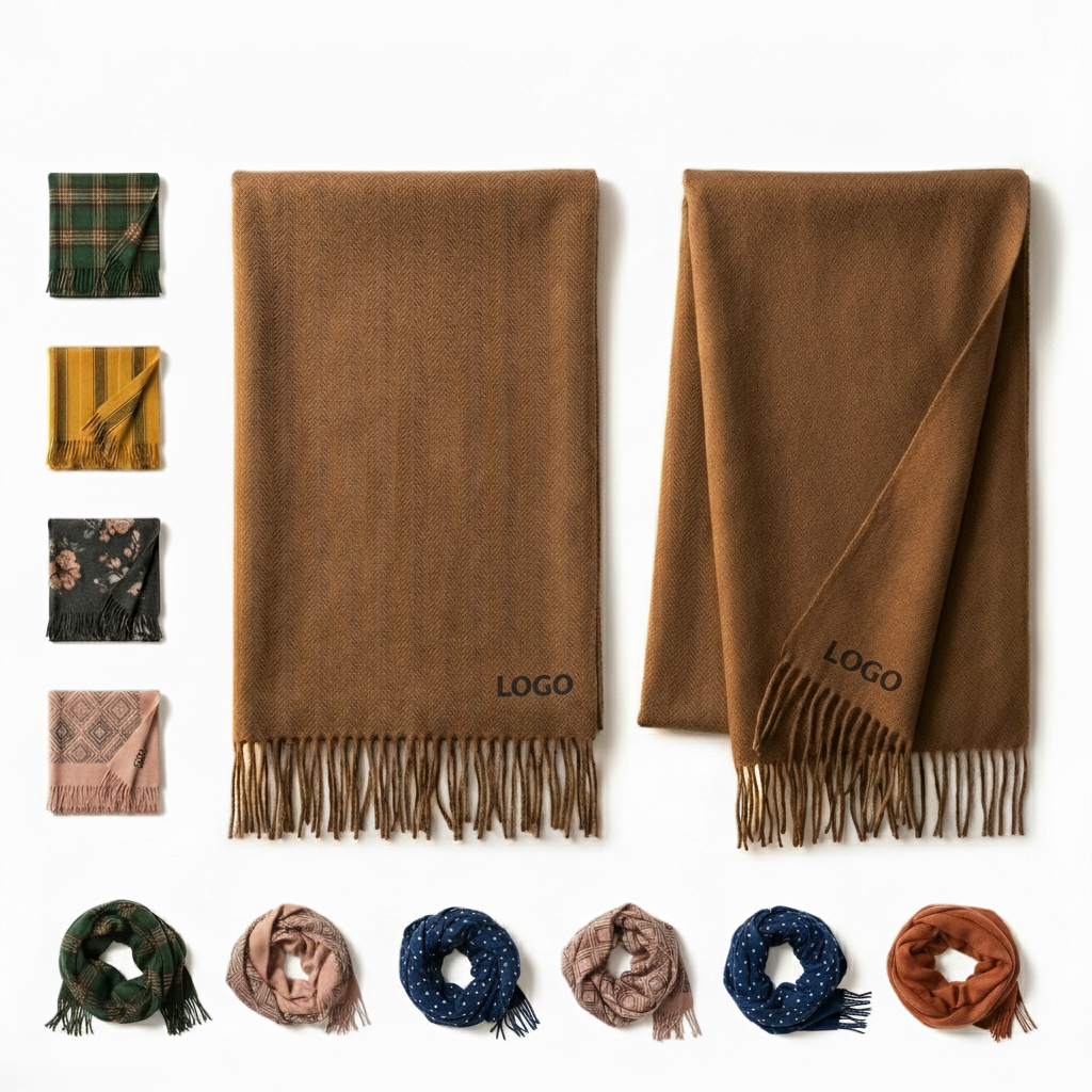 Multi-Color Women's Faux Cashmere Shawl Scarf - Versatile & Cozy