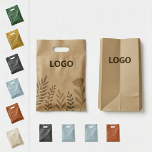 Eco-Print Die-Cut Handle Paper Tote Bag - 14"x10" Botanical Gift Bag