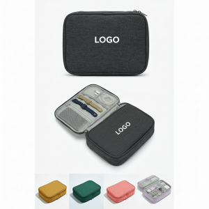 All-in-One Portable Electronics Organizer Bag with Elastic Loops & Mesh Pockets