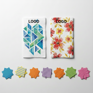Vibrant Geometric Floral Print Paper Napkins